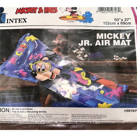 Vintage Mickey Mouse Intex Wet Set Disney Mickey & Pals Inflatable Jr. Air Mat - Picture 2 of 7